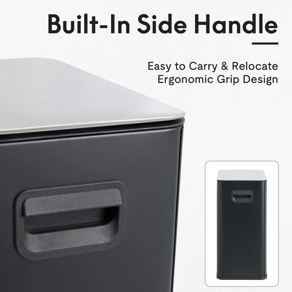 10L/2.6 Gallon Rectangular Step Trash Can, Stainless Steel Garbage Can with Foot Pedal, Removable Inner Bucket with Grip Groove and Side Handle for Kitchen Bathroom Office, Black - Image 17
