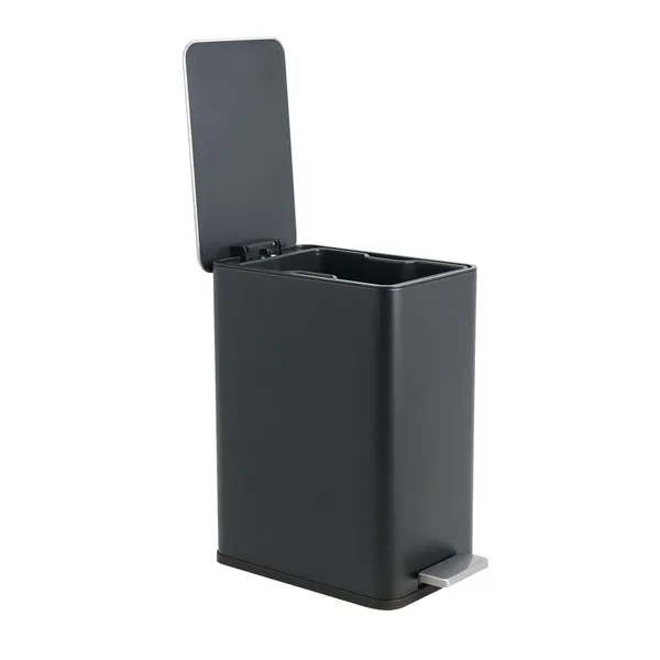 10L/2.6 Gallon Rectangular Step Trash Can, Stainless Steel Garbage Can with Foot Pedal, Removable Inner Bucket with Grip Groove and Side Handle for Kitchen Bathroom Office, Black - Image 4