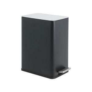10L/2.6 Gallon Rectangular Step Trash Can, Stainless Steel Garbage Can with Foot Pedal, Removable Inner Bucket with Grip Groove and Side Handle for Kitchen Bathroom Office, Black