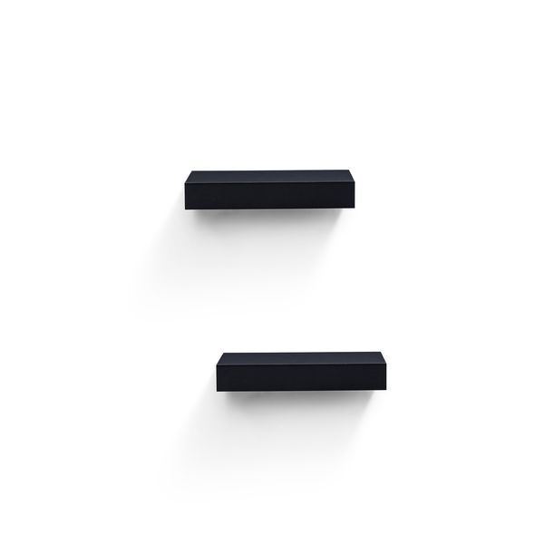 2-Piece Floating Wall Shelves, 14.96 Wood Wall Mounted Shelf Set for Bedroom, Bathroom, Living Room, Kitchen, Hanging Storage Shelves for Books, Plants & Decor with Invisible Brackets, Black - Image 4