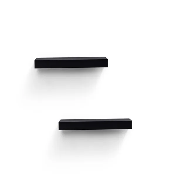 2-Piece Floating Wall Shelves w/LED Light, 15.75 Wood Wall Mounted Shelves for Bedroom, Bathroom, Living Room, Kitchen, Storage Shelf for Books, Plants & Decor, Invisible Brackets, Black - Image 5