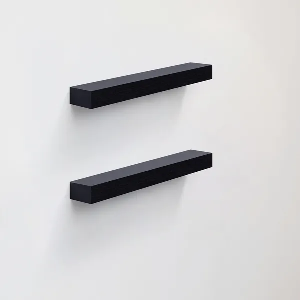 2-Piece Floating Wall Shelves w/LED Light, 18.11 Wood Wall Mounted Shelves for Bedroom, Bathroom, Living Room, Kitchen, Storage Shelf for Books, Plants & Decor, Invisible Brackets, Black - Image 4