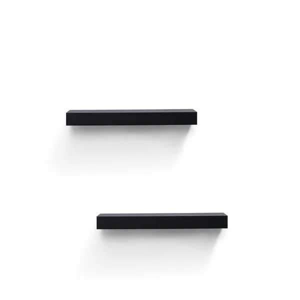 2-Piece Floating Wall Shelves w/LED Light, 18.11 Wood Wall Mounted Shelves for Bedroom, Bathroom, Living Room, Kitchen, Storage Shelf for Books, Plants & Decor, Invisible Brackets, Black - Image 5