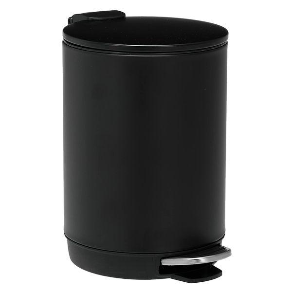 3L/0.8 Gallon Round Step Trash Can, Small Stainless Steel Bathroom Garbage Can with Foot Pedal and Removable Inner Bucket for Bathroom, Bedroom, Office, Black