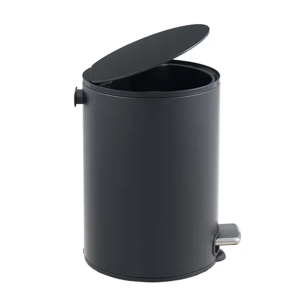 5L/1.32 Gallon Round Step Trash Can, Small Stainless Steel Bathroom Garbage Can with Foot Pedal and Removable Inner Bucket for Bathroom, Bedroom, Office, Black - Image 6