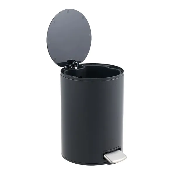 5L/1.32 Gallon Round Step Trash Can, Small Stainless Steel Bathroom Garbage Can with Foot Pedal and Removable Inner Bucket for Bathroom, Bedroom, Office, Black - Image 8