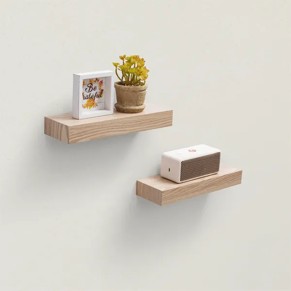 Floating Shelves 11.8 Wall Mounted Wood Shelves for Bathroom, Bedroom, Living Room, Kitchen, Hanging Shelf for Books/Storage/Decor with Invisible Brackets, Maple - Image 4