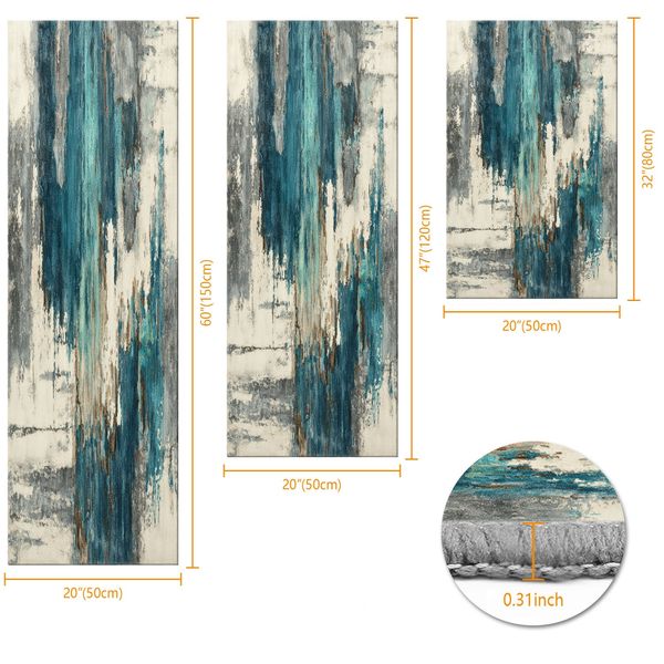 Three-piece kitchen rug set, non-slip and washable, abstract pattern kitchen hallway rug, soft and comfortable, suitable for sinks, floors, entrances, hallways and bathrooms. - Image 28