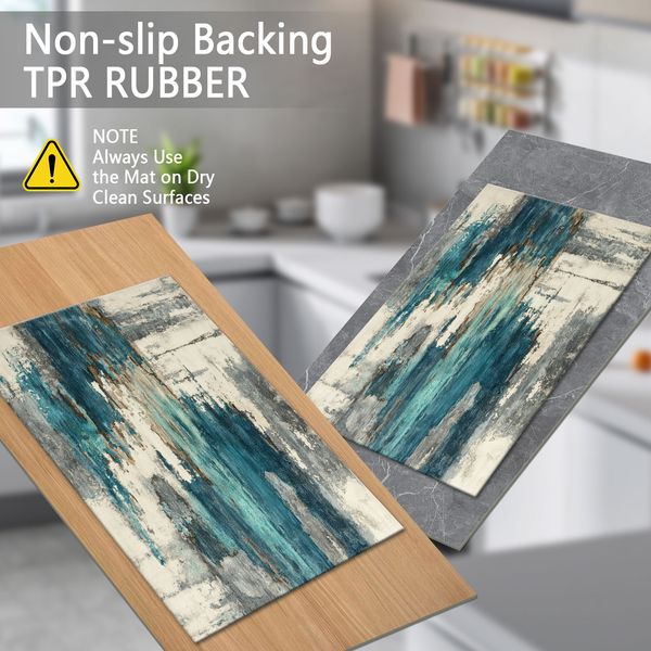 Three-piece kitchen rug set, non-slip and washable, abstract pattern kitchen hallway rug, soft and comfortable, suitable for sinks, floors, entrances, hallways and bathrooms. - Image 30