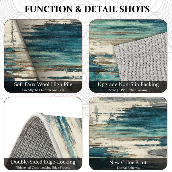 Three-piece kitchen rug set, non-slip and washable, abstract pattern kitchen hallway rug, soft and comfortable, suitable for sinks, floors, entrances, hallways and bathrooms. - Image 31