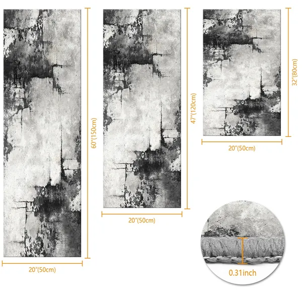 Three-piece kitchen rug set, non-slip and washable, abstract pattern kitchen hallway rug, soft and comfortable, suitable for sinks, floors, entrances, hallways and bathrooms. - Image 16