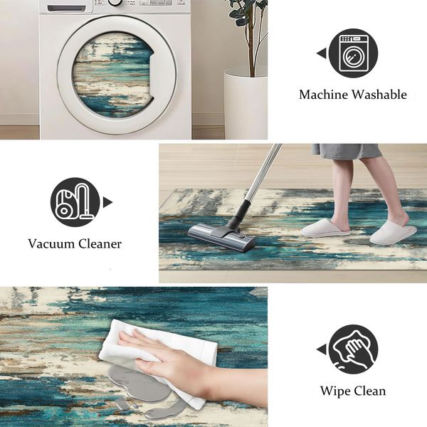 Three-piece kitchen rug set, non-slip and washable, abstract pattern kitchen hallway rug, soft and comfortable, suitable for sinks, floors, entrances, hallways and bathrooms. - Image 32