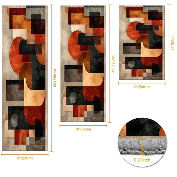 Three-piece kitchen rug set, non-slip and washable, abstract pattern kitchen hallway rug, soft and comfortable, suitable for sinks, floors, entrances, hallways and bathrooms. - Image 52