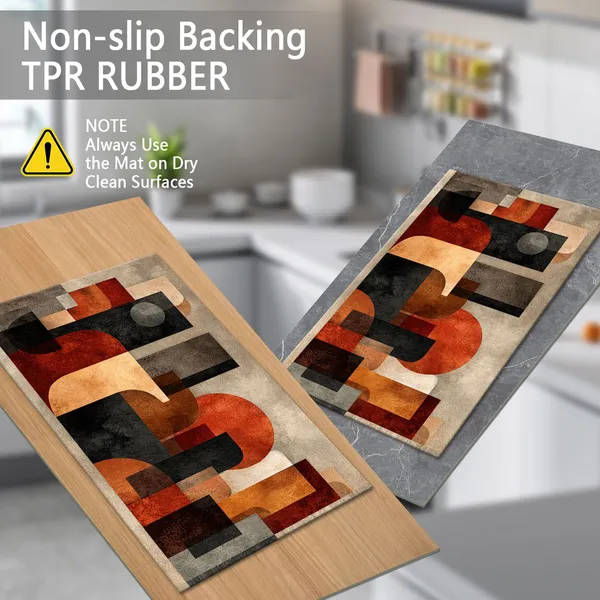 Three-piece kitchen rug set, non-slip and washable, abstract pattern kitchen hallway rug, soft and comfortable, suitable for sinks, floors, entrances, hallways and bathrooms. - Image 54
