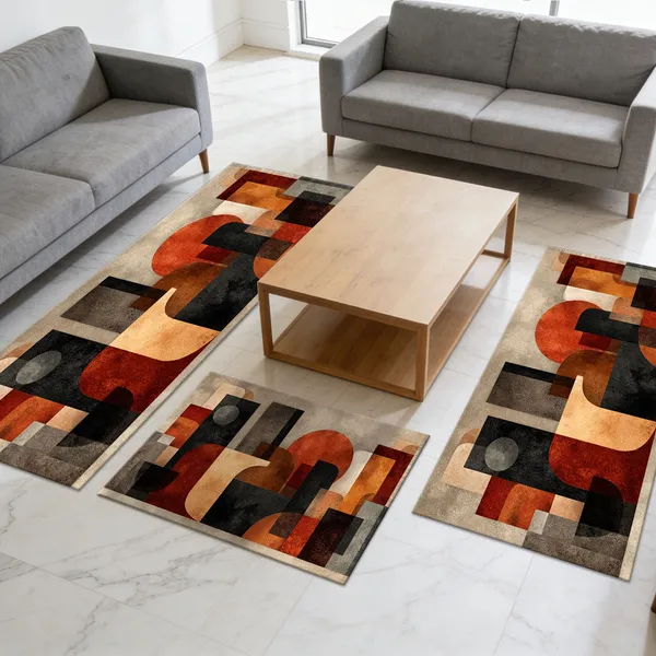 Three-piece kitchen rug set, non-slip and washable, abstract pattern kitchen hallway rug, soft and comfortable, suitable for sinks, floors, entrances, hallways and bathrooms. - Image 59