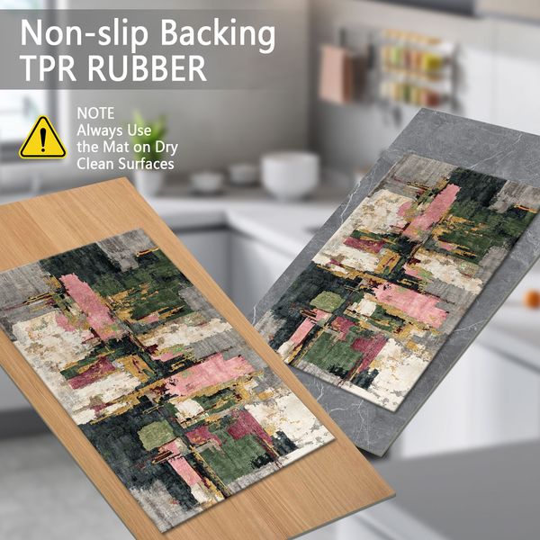 Three-piece kitchen rug set, non-slip and washable, abstract pattern kitchen hallway rug, soft and comfortable, suitable for sinks, floors, entrances, hallways and bathrooms. - Image 79