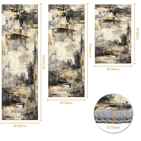 Three-piece kitchen rug set, non-slip and washable, abstract pattern kitchen hallway rug, soft and comfortable, suitable for sinks, floors, entrances, hallways and bathrooms. - Image 64