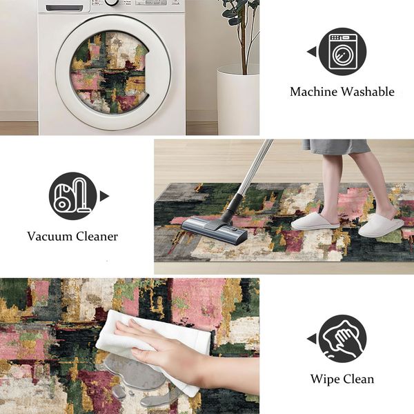 Three-piece kitchen rug set, non-slip and washable, abstract pattern kitchen hallway rug, soft and comfortable, suitable for sinks, floors, entrances, hallways and bathrooms. - Image 81