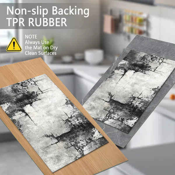 Three-piece kitchen rug set, non-slip and washable, abstract pattern kitchen hallway rug, soft and comfortable, suitable for sinks, floors, entrances, hallways and bathrooms. - Image 18