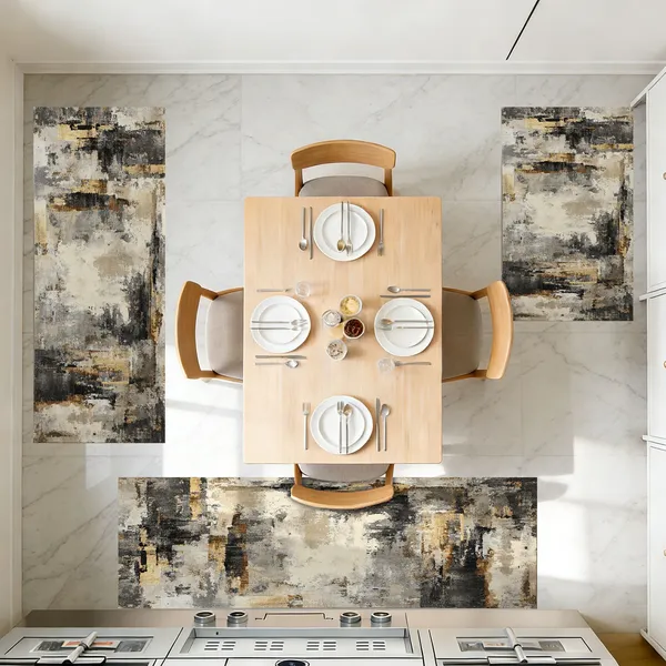 Three-piece kitchen rug set, non-slip and washable, abstract pattern kitchen hallway rug, soft and comfortable, suitable for sinks, floors, entrances, hallways and bathrooms. - Image 72