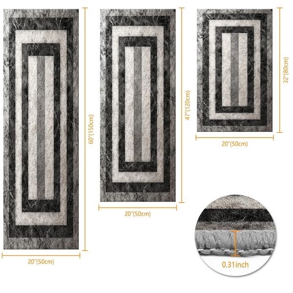 Three-piece kitchen rug set, non-slip and washable, abstract pattern kitchen hallway rug, soft and comfortable, suitable for sinks, floors, entrances, hallways and bathrooms. - Image 101
