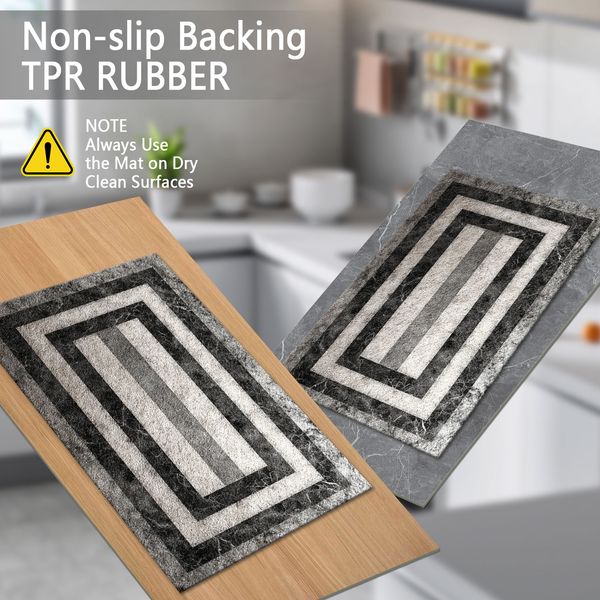 Three-piece kitchen rug set, non-slip and washable, abstract pattern kitchen hallway rug, soft and comfortable, suitable for sinks, floors, entrances, hallways and bathrooms. - Image 103