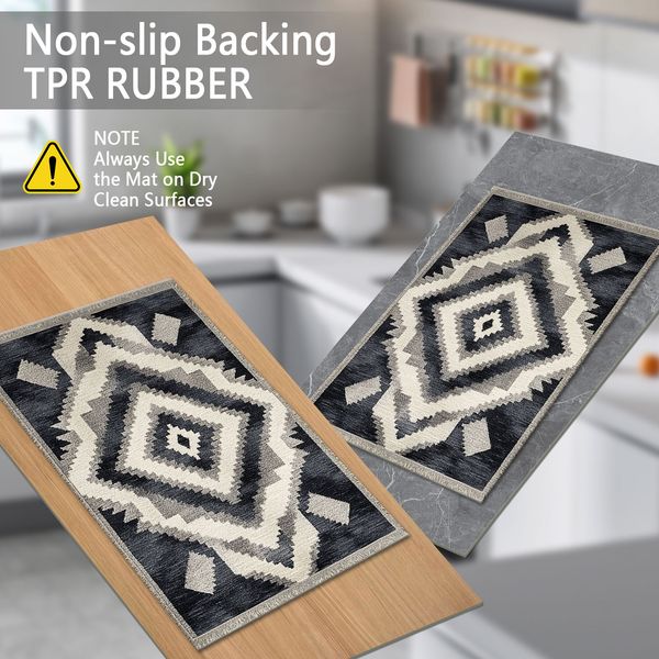 Three-piece kitchen rug set, non-slip and washable, abstract pattern kitchen hallway rug, soft and comfortable, suitable for sinks, floors, entrances, hallways and bathrooms. - Image 6