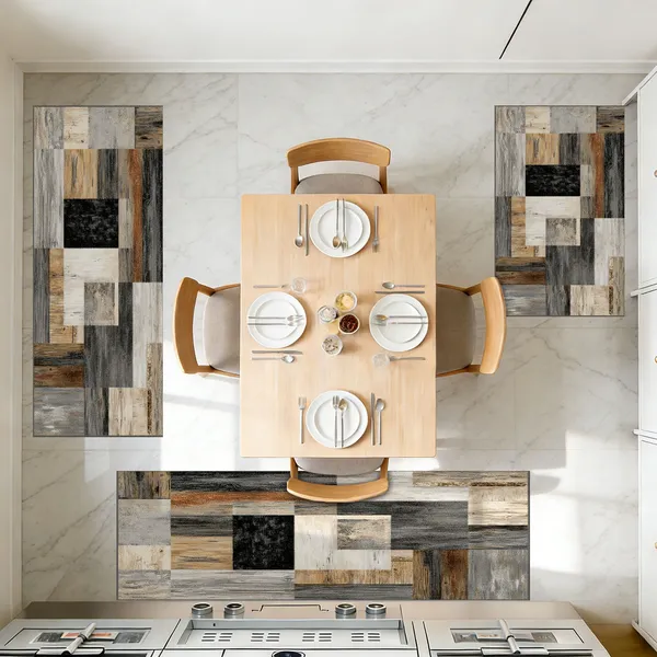 Three-piece kitchen rug set, non-slip and washable, abstract pattern kitchen hallway rug, soft and comfortable, suitable for sinks, floors, entrances, hallways and bathrooms. - Image 97