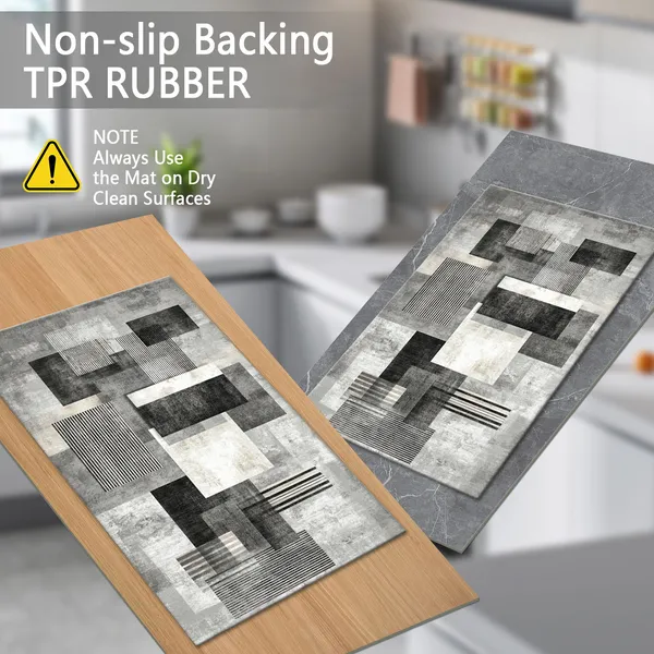 Three-piece kitchen rug set, non-slip and washable, abstract pattern kitchen hallway rug, soft and comfortable, suitable for sinks, floors, entrances, hallways and bathrooms. - Image 115
