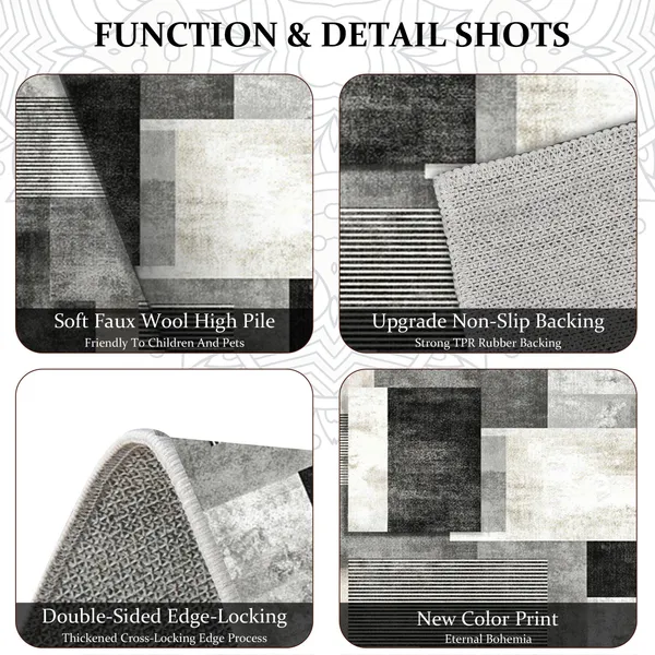 Three-piece kitchen rug set, non-slip and washable, abstract pattern kitchen hallway rug, soft and comfortable, suitable for sinks, floors, entrances, hallways and bathrooms. - Image 116