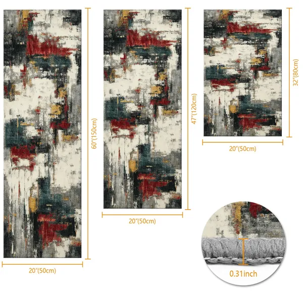 Three-piece kitchen rug set, non-slip and washable, abstract pattern kitchen hallway rug, soft and comfortable, suitable for sinks, floors, entrances, hallways and bathrooms. - Image 125