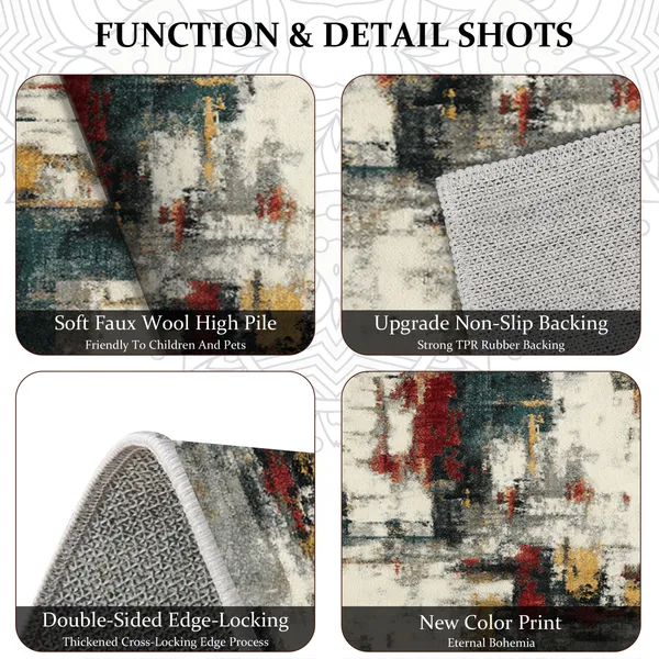 Three-piece kitchen rug set, non-slip and washable, abstract pattern kitchen hallway rug, soft and comfortable, suitable for sinks, floors, entrances, hallways and bathrooms. - Image 128