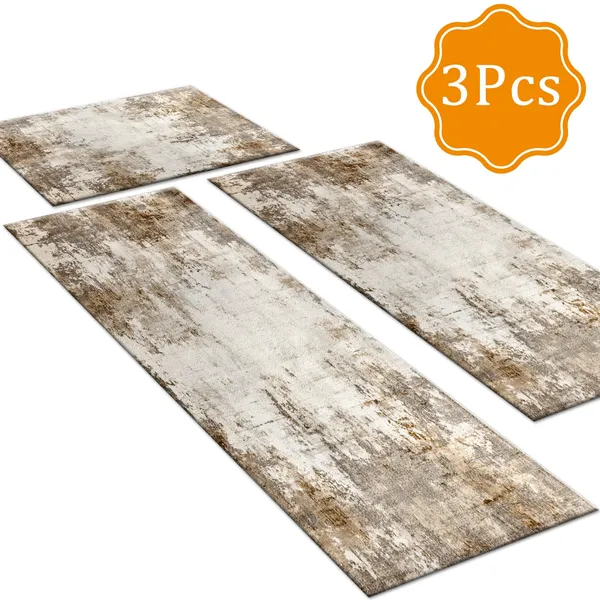 Three-piece kitchen rug set, non-slip and washable, abstract pattern kitchen hallway rug, soft and comfortable, suitable for sinks, floors, entrances, hallways and bathrooms. - Image 147