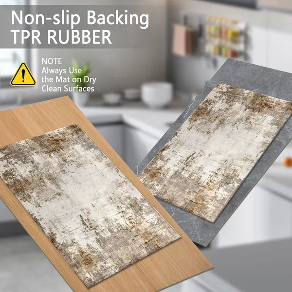 Three-piece kitchen rug set, non-slip and washable, abstract pattern kitchen hallway rug, soft and comfortable, suitable for sinks, floors, entrances, hallways and bathrooms. - Image 151