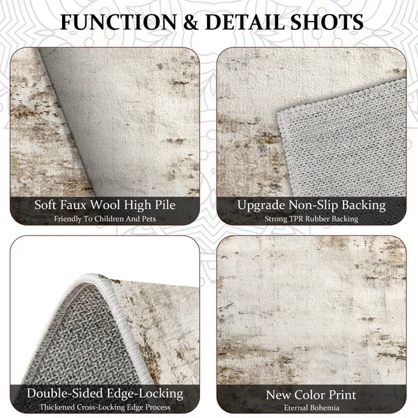 Three-piece kitchen rug set, non-slip and washable, abstract pattern kitchen hallway rug, soft and comfortable, suitable for sinks, floors, entrances, hallways and bathrooms. - Image 152