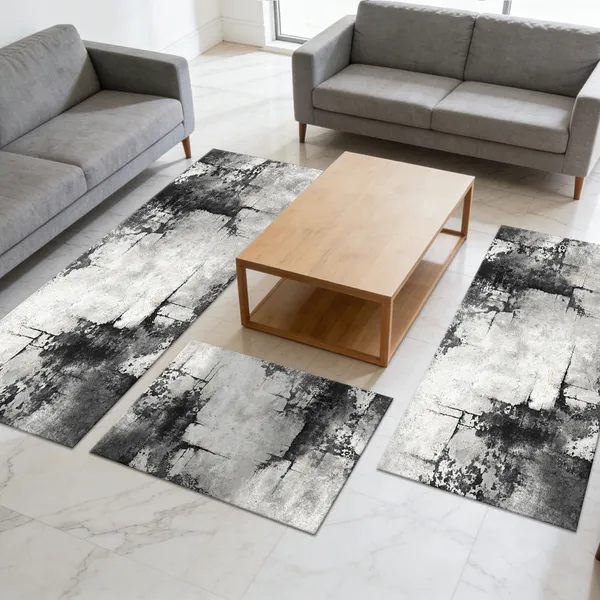 Three-piece kitchen rug set, non-slip and washable, abstract pattern kitchen hallway rug, soft and comfortable, suitable for sinks, floors, entrances, hallways and bathrooms. - Image 23